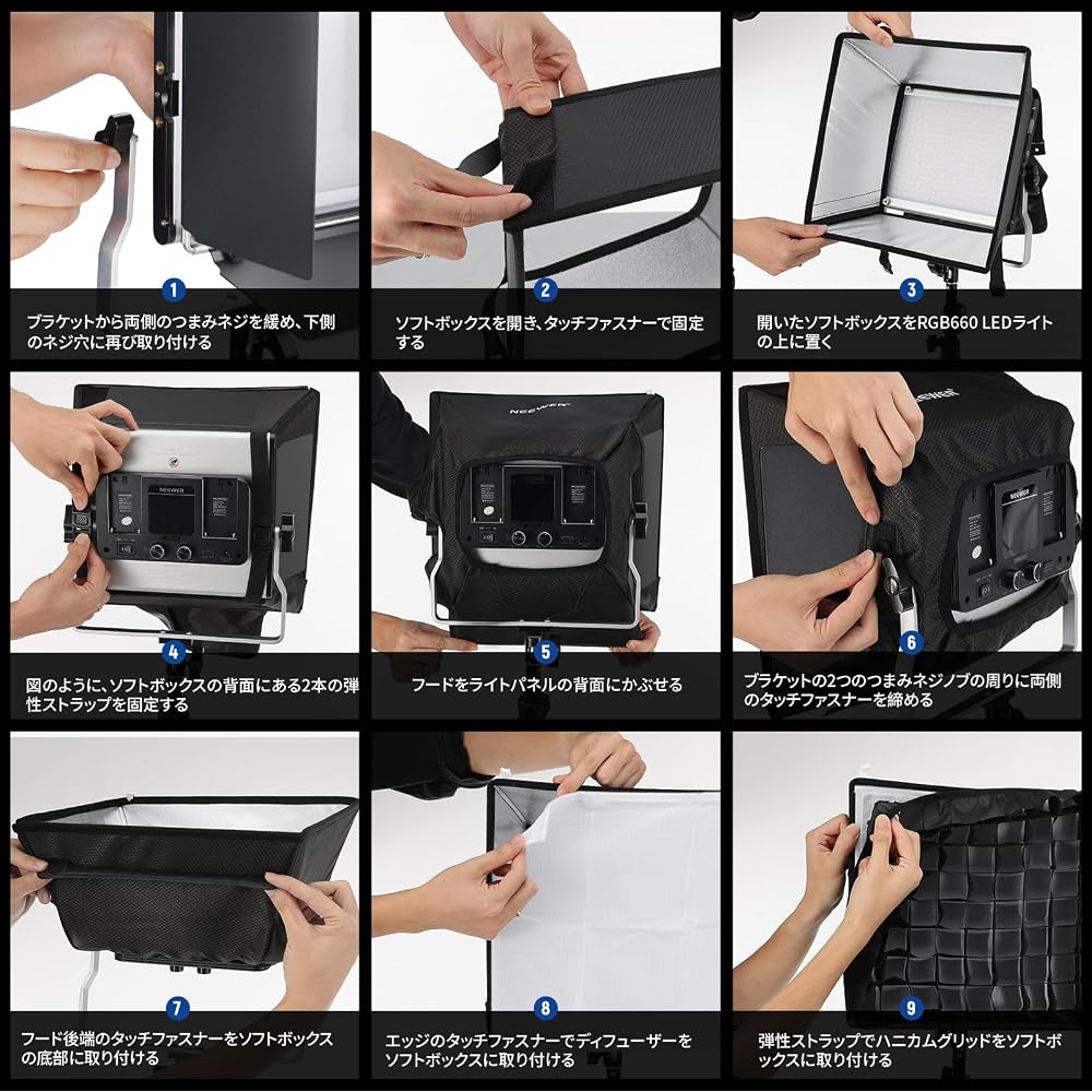 Neewer New Version Softbox Diffuser for NL660 RGB660 PRO II LED Video Light Panel, 12.6" X 11.6" Foldable with Grid/Bag/Shading Hood, No Removal Requi