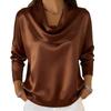 2026 Spring/Summer Women's Batwing Neck Casual Solid Long Sleeve Shirt