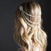 Multi-layer Pearl Hair Chain Women Simple Retro Bride's Wedding Headwear High-end Fashion Rhinestones Insertion Comb