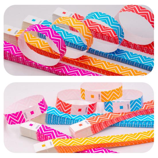 100 Pcs Disposable Paper Wristbands Fluorescent Adhesive Event Wrist Bands Party Favor ID Bracelets for Concerts Festivals