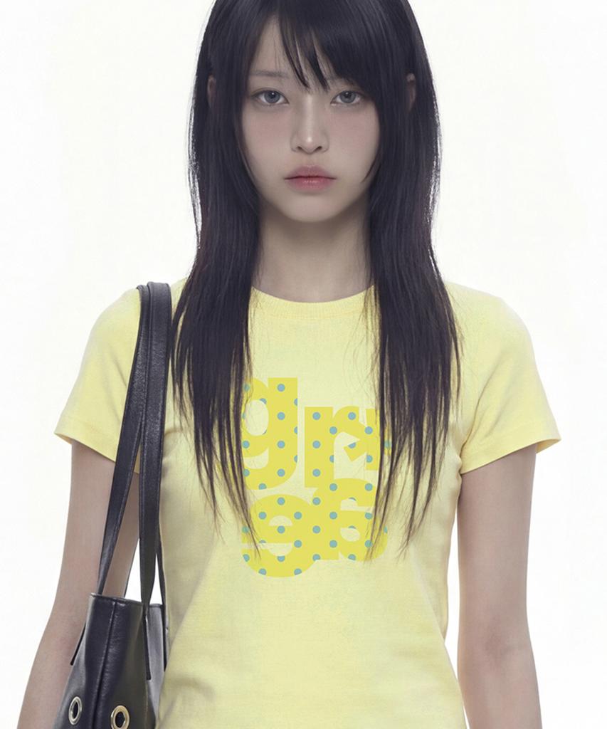 GRAVER [Woman]Grae-S Dot Slim Short Sleeve T-Shirt_Yellow