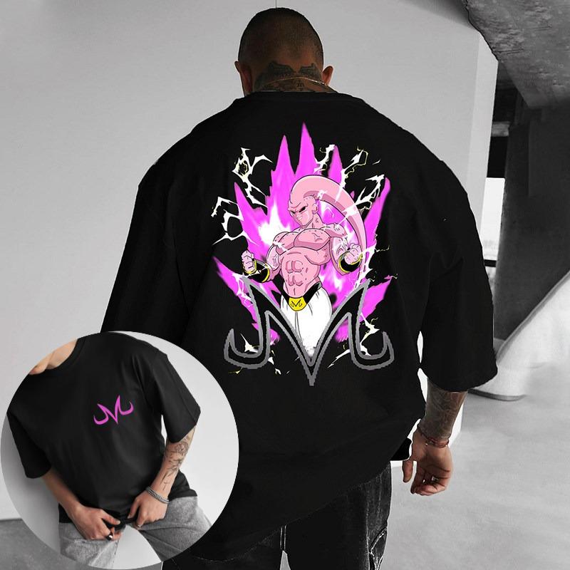 DB Buu Dragon Ball Demon Man Buo Anime Peripheral Design Sense Printed Heavy Cotton Tshirt Short Sleeve Mens Top Trendy
