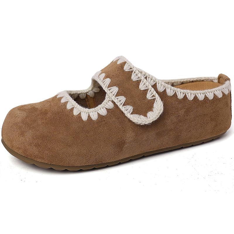 Vintage Mori fairy wind bag head half slippers female outer wear 2025 autumn with skirt Muller shoes Mary Jane sandals