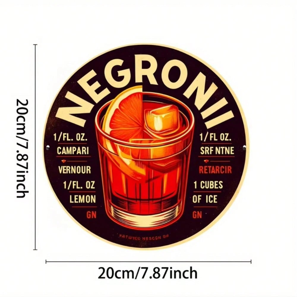 

Vintage Negroni Wall Art Durable Metal Tin Sign Bar Home Kitchen Decor 8x8 TYA23711-20X20CM разноцветный