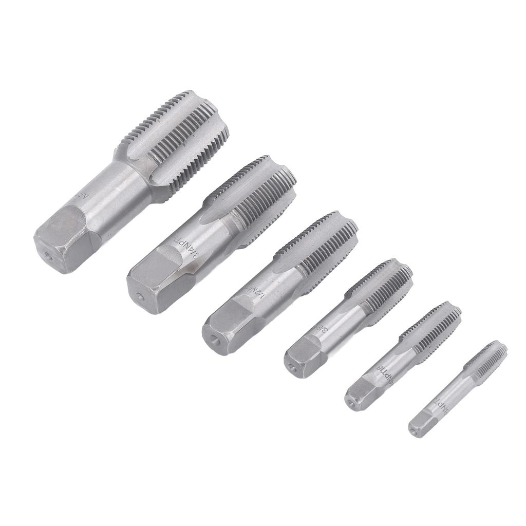 6Pcs Pipe Tap NPT 1in 3 4in 1 2in 3 8in 1 4in 1 8in Carbon Steel Thread Tapping Tool Kit for PVC Pipe