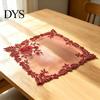 Photography Background Props Square Lace Placemat for Dining Table, Embroidered Mesh Heat Resistant Table Delicate Runners Mat, Retro Floral