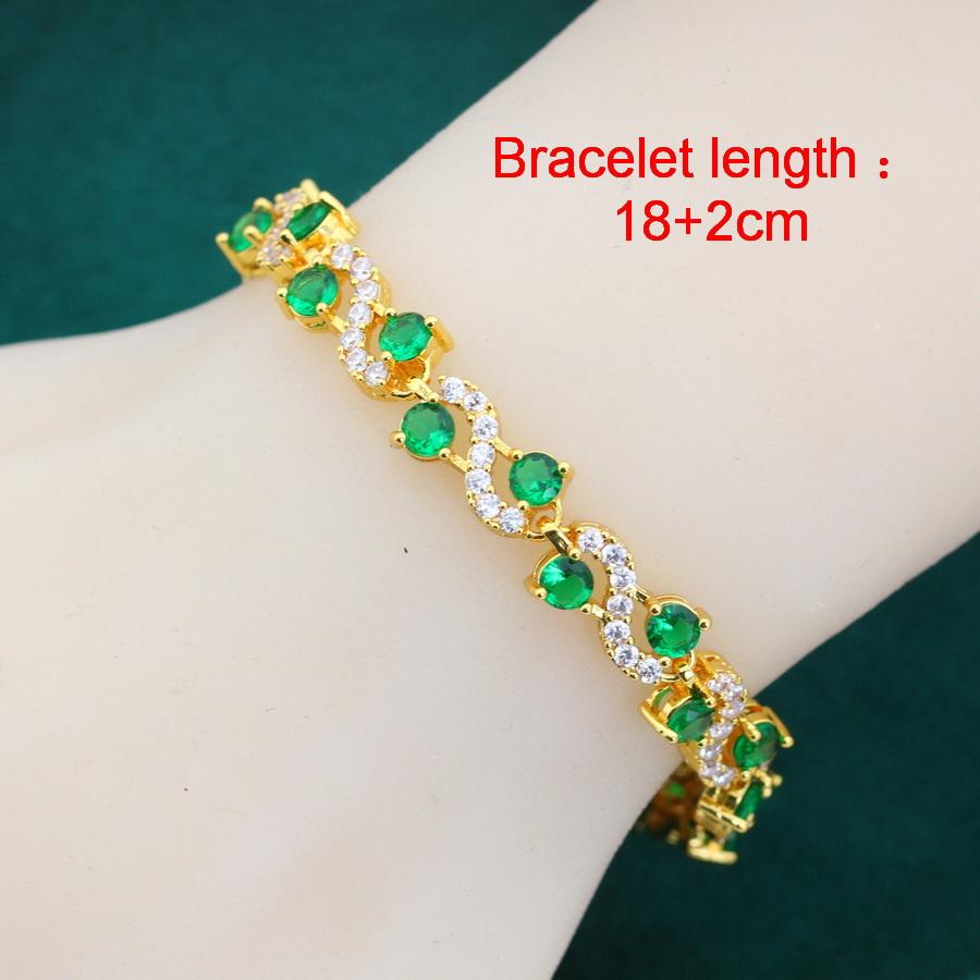 Luxus Mehr Stil Grüner Zirkonia Armreif Vergoldet Hochzeitsschmuck Geschenk Für Frauen