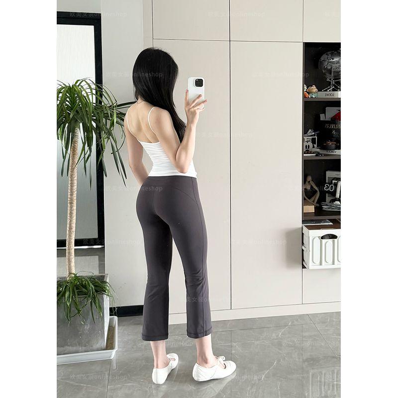 

Small Man Can Wear It! 4.0 Nude Feel Yoga Pants Bootcut Trousers High Elastic Buttock Lifting Sports Pipe Pants Fitness Cropped Pants Graphite Ash M/6