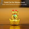 Decorative Showpiece –Feng Shui Cat Sitting On Money Ingots |Golden Waving Hand Cat |Symbol of Good Luck, Wealth, Health & Happiness