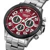 Angel Clover Men's Watch, Angel Clover TIME CRAFT SOLAR, Solar Battery, 10 ATM Water Resistant, Mineral Glass, Red Dial, Stainless Steel, NTCS44SBRE,