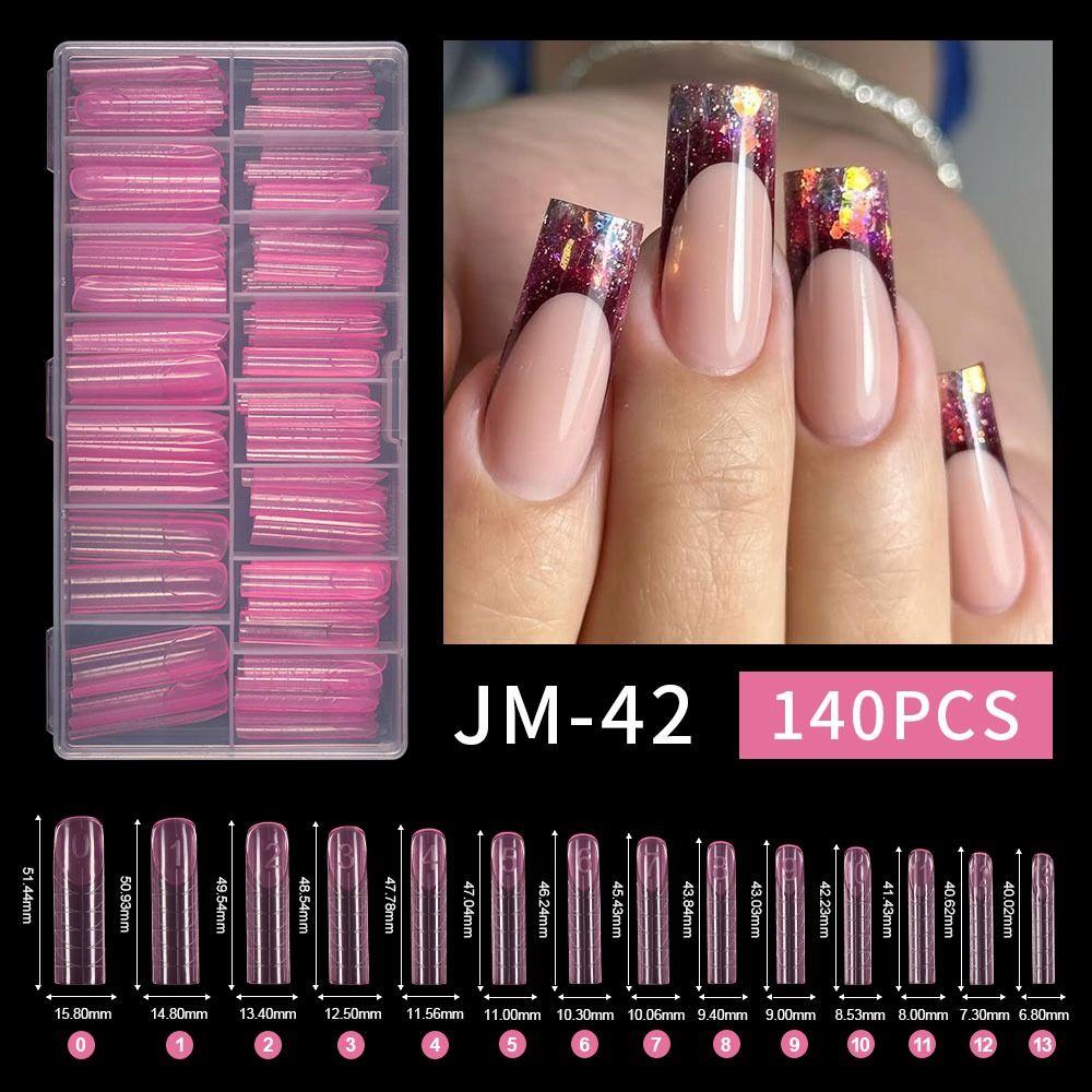 140Pcs/box with Scale Quick Building Gel Mold Square Extended Nail Plate  French Manicure Tools