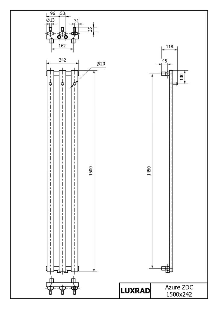 Luxrad Azure bathroom radiator 150x24.2 cm white ZDC 312 W