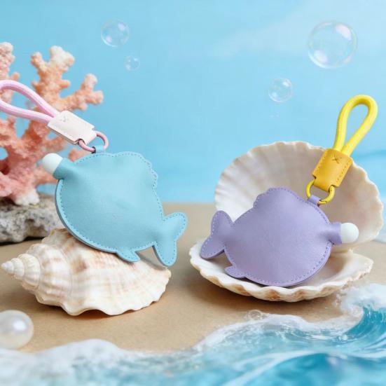 Keychain Pendant Imitation Leather Goldfish Bubble Toy Decompression Bag Pendant with Lanyard Sensory Fidget Toy