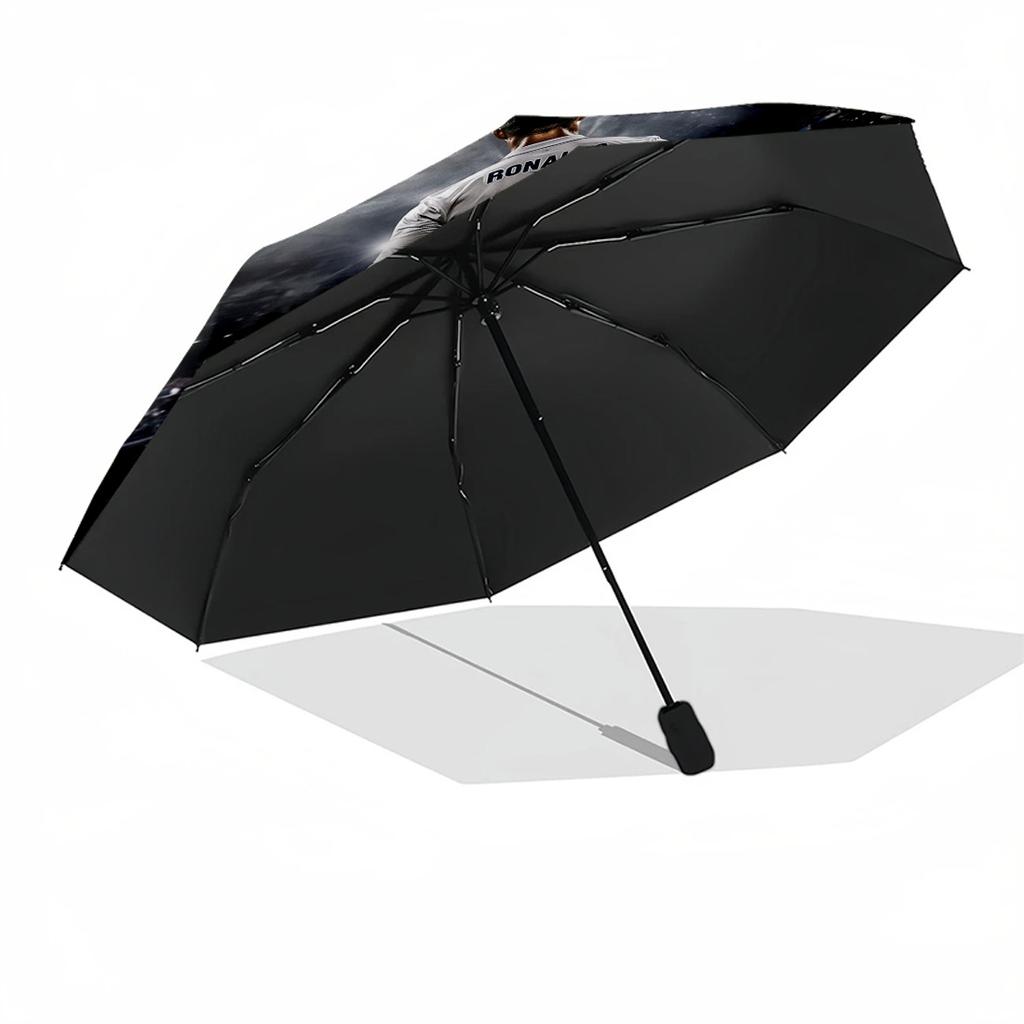 Cristiano Ronaldo Celebration Compact Travel Automatic Umbrella with 8-Rib Durable Plastic & Iron Travel Essential Compact Folding Umbrella