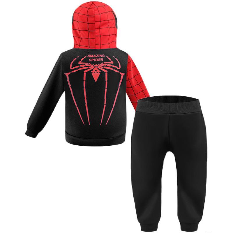 Boys' Spider-Man Hoodie and Pants Set - Kids Cartoon Sportswear for Spring and Autumn
