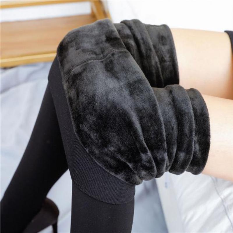 Fleece-Leggings für Damen, dicke Strümpfe, schwarzer Teint, warme Strumpfhosen