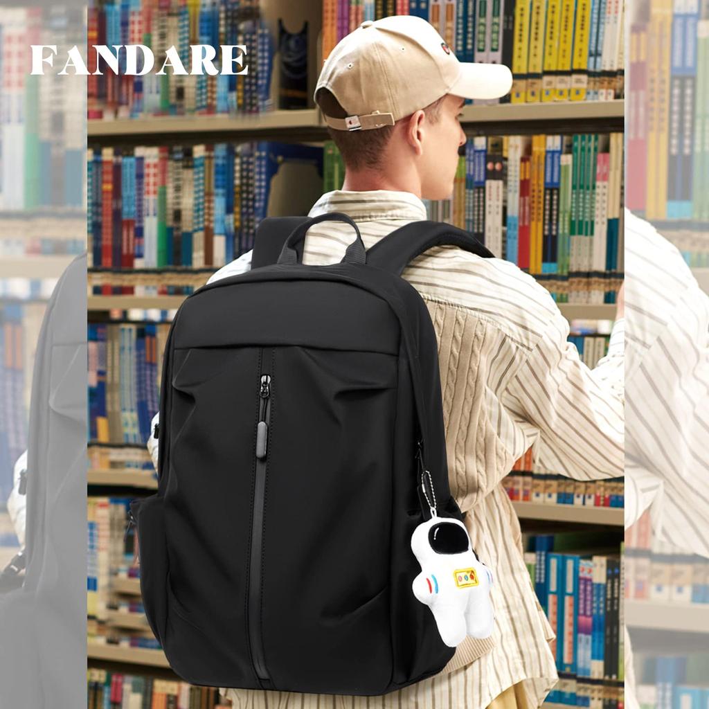FANDARE Backpack, High School Student A4 Size, Large Capacity, Water-Repellent, Lightweight, with Plush Toy, Unisex, Daypack, Perfect for Commuting,
