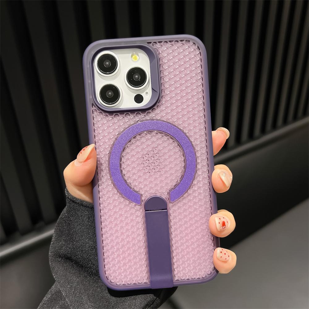 Heat Dissipation For Magsafe Magnetic Bracket Case For iPhone 17 Air 16 E 15 14 Plus 13 12 Pro Max 11 XR Breathable Stand Cover