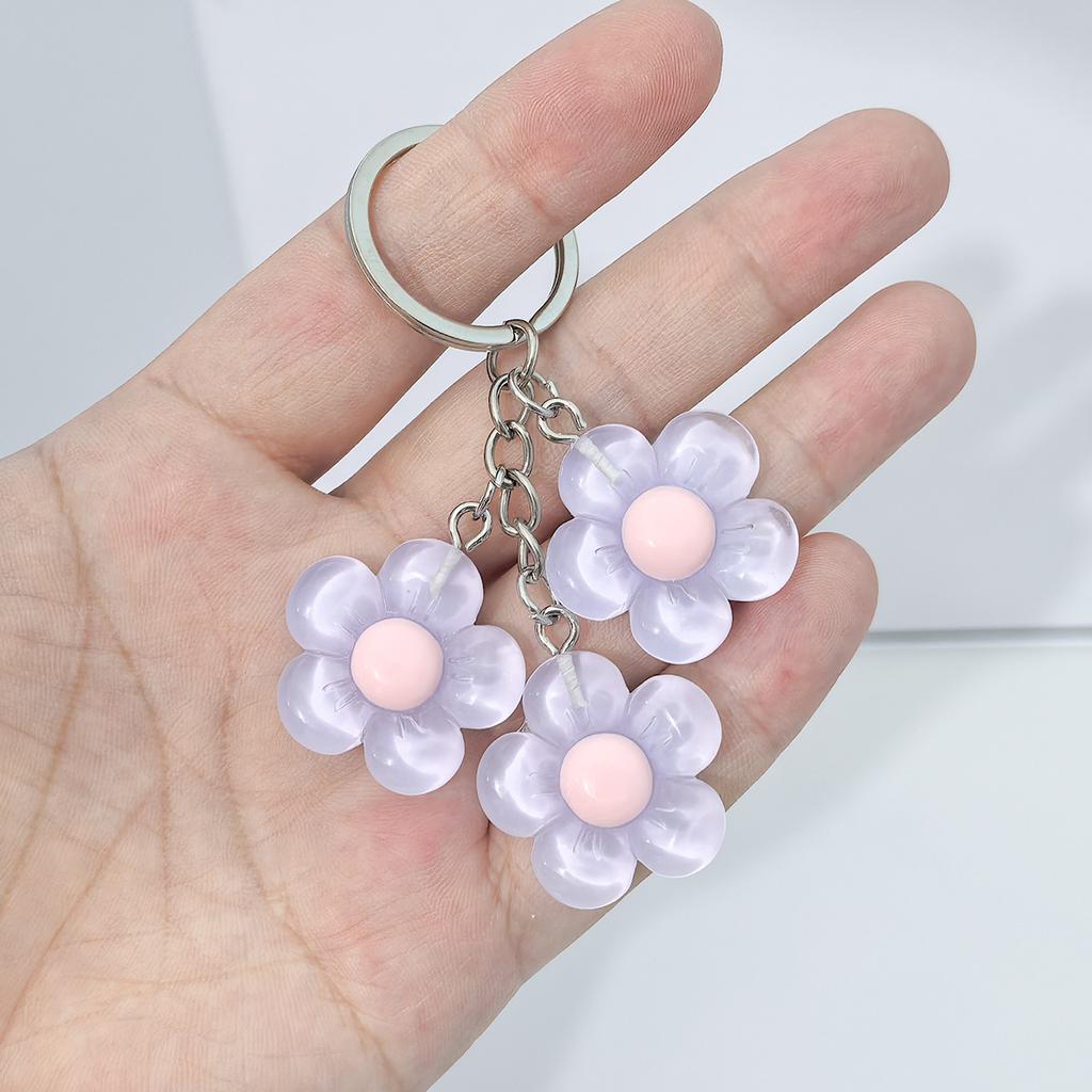 Resin Cherry Blossom Keychain Flower Pendant Backpack Decoration Accessories Couple Family Keychain Pendant