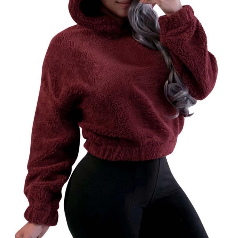 

Осень и Зима Новая Пушистая Толстовка с Капюшоном с Теплым Плюшем и Кроличьими Ушками 5XL красный