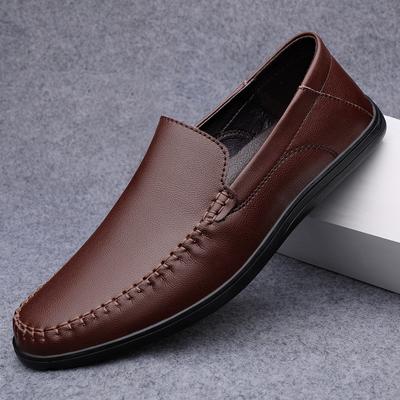 Spring Autumn Mens Casual Loafers Men Loafer Shoes Cow Leather Mocasines Hombre Black Slip-On Italian Men'S Shoes Flat Driving