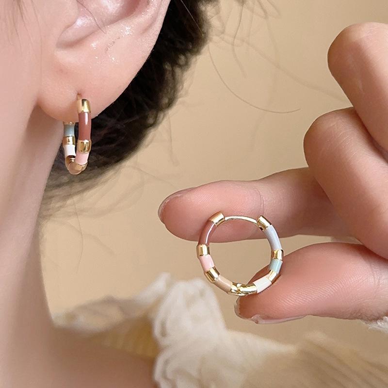 Introducing "Suddenly This Summer: Colorful Enamel Drop Earrings 2024!" French Retro Clip-On Studs - High-End Chic for Women.