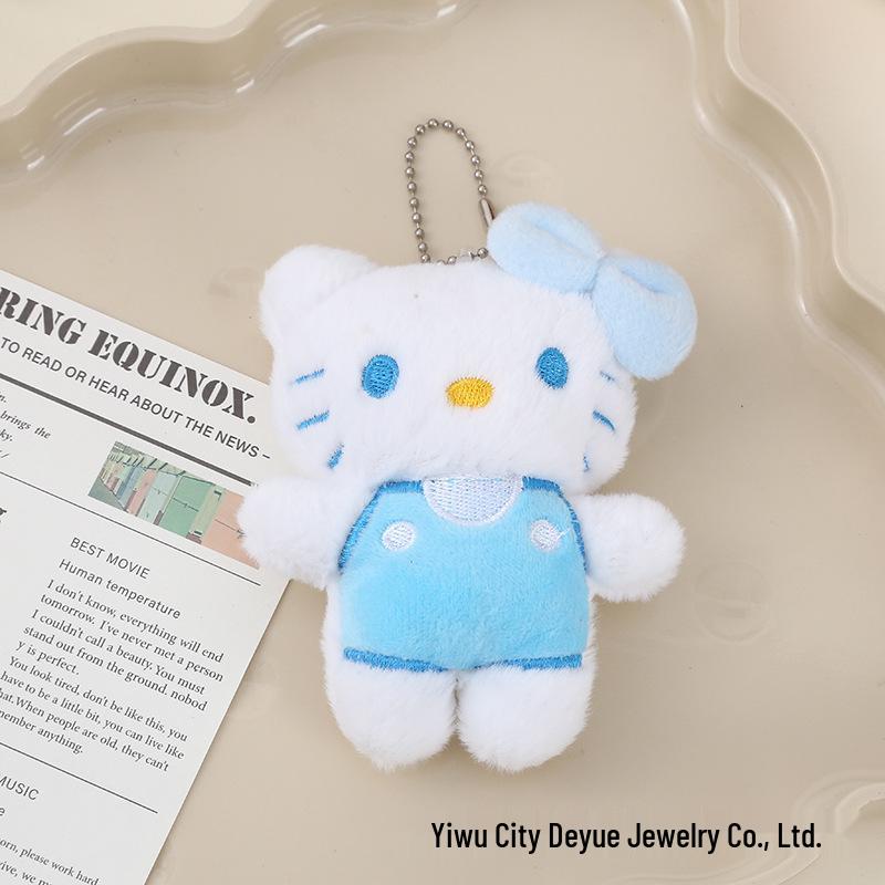Portachiavi Ciondolo Peluche Gatto Cartone Animato con Catena di Perline Sonagliante