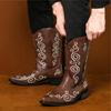 Winter Fashion Designer New High Tops Embroidery Pattern Western Cowboy Boots for Men's Casual Luxury Brand High-top Shoes