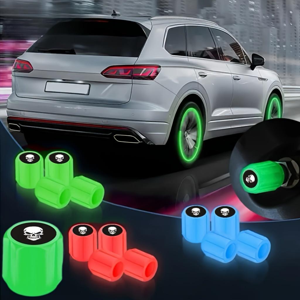 12pcs set of new fluorescent skull tire valve caps, dark night glowing car wheel valve caps, suitable for stylish valve covers of cars, motorcycles