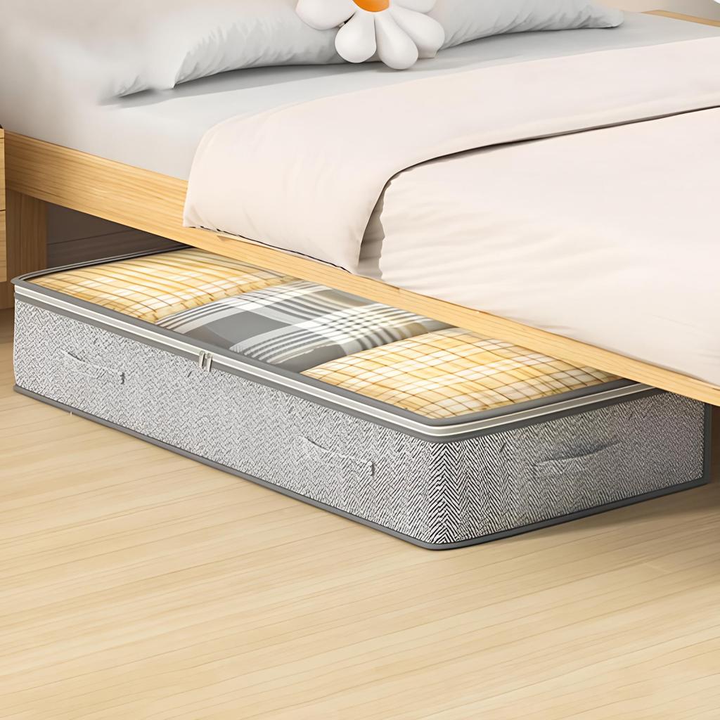 Underbed Storage Containers Maximize Space Large Capacity Clear Top Cover Reinforced Sides with Handle Sturdy Low Profile Storage Bag