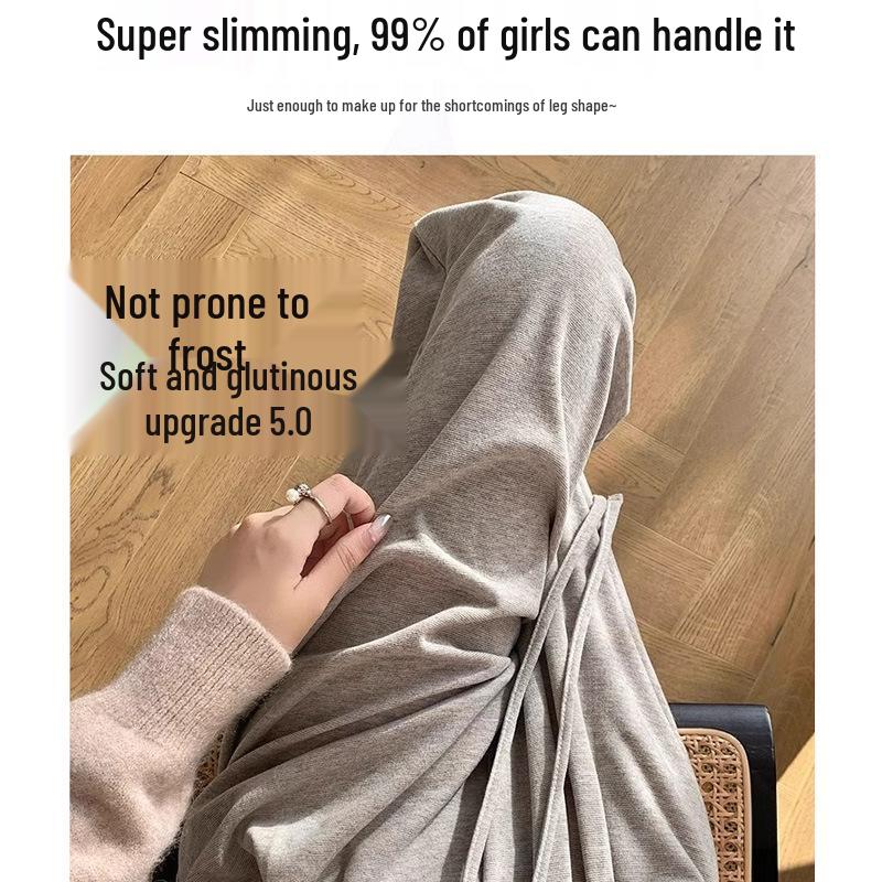 Petite Oatmeal Wide-Leg Pants for Women - High Waist, Drapey, Loose Fit, Floor-Length for Spring and Autumn.