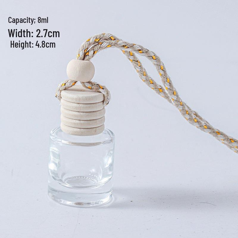 Transparent Square Glass Car Diffuser Bottle with Refillable Lanyard Pendant