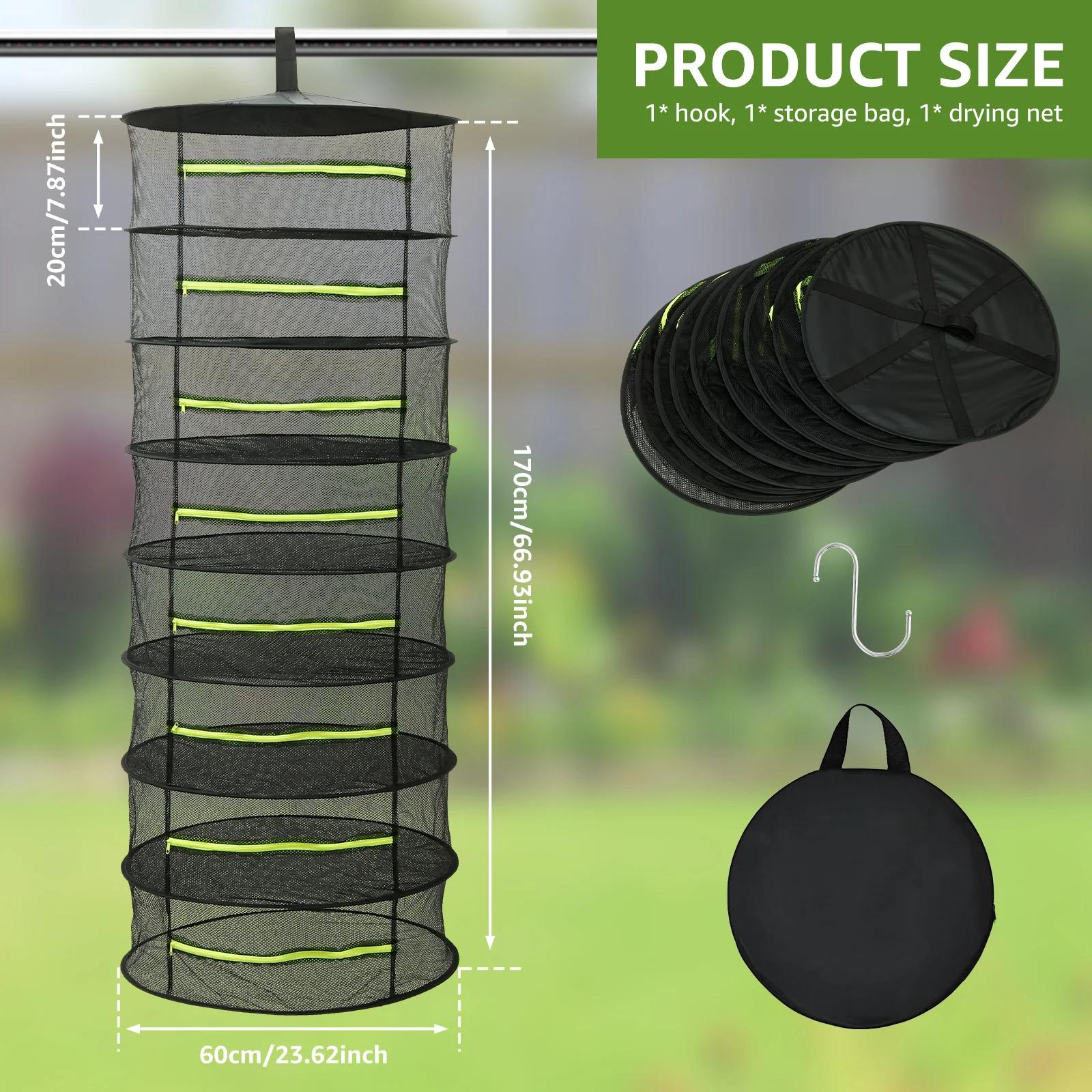 

8-шарова сушарка для трав Нейлонова підвісна сушарка Сітчаста із застібкою-блискавкою Дихаючий підвісний сітчастий кошик Сушарка для квіткових бруньок Рослин 8 Layer