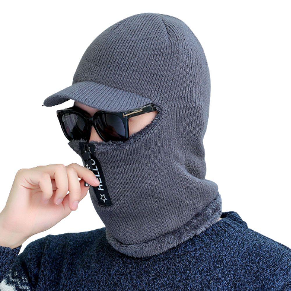 

Winter Windproof Thick Warm Knitted Cap Ear Protection Wool Hat Outdoor сірий