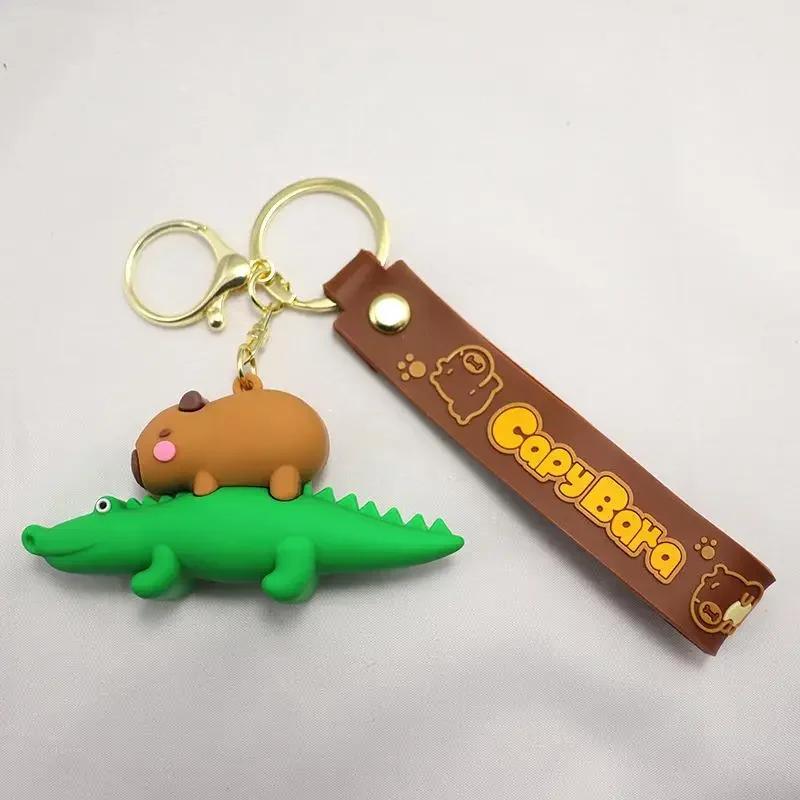 1PC Cartoon Capybara Plush Keychain Kawaii Backpack PVC Pendant Decoration Keyring Accessories Anime Lover Gifts