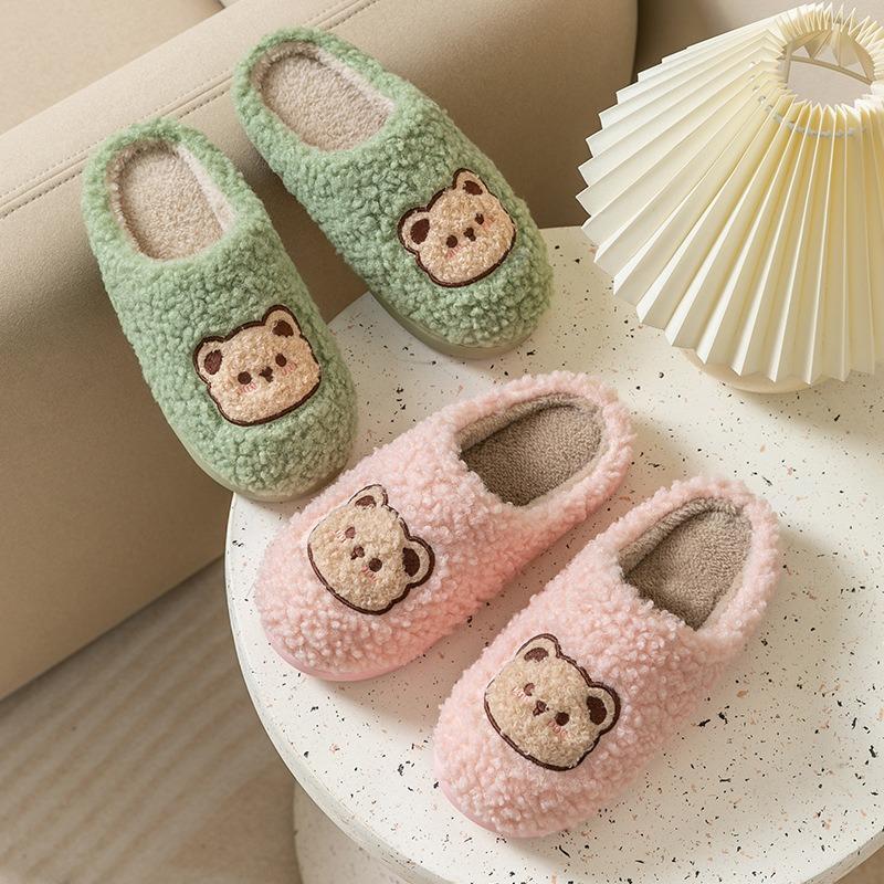 Cotton slippers women's autumn and winter new home indoor warm non-slip soft sole plush couple cotton shoes men
