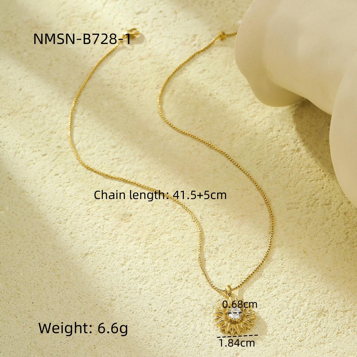 GEMCHIC Women s Stainless Steel Sunflower Pendant Snake Chain Necklace with Zircon, Hypoallergenic Titanium Steel