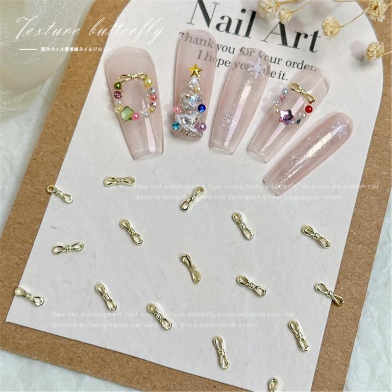 10pcs Delicate Alloy Bow Nail Gems for Stylish and Cute Nail Decorations for Women Girls