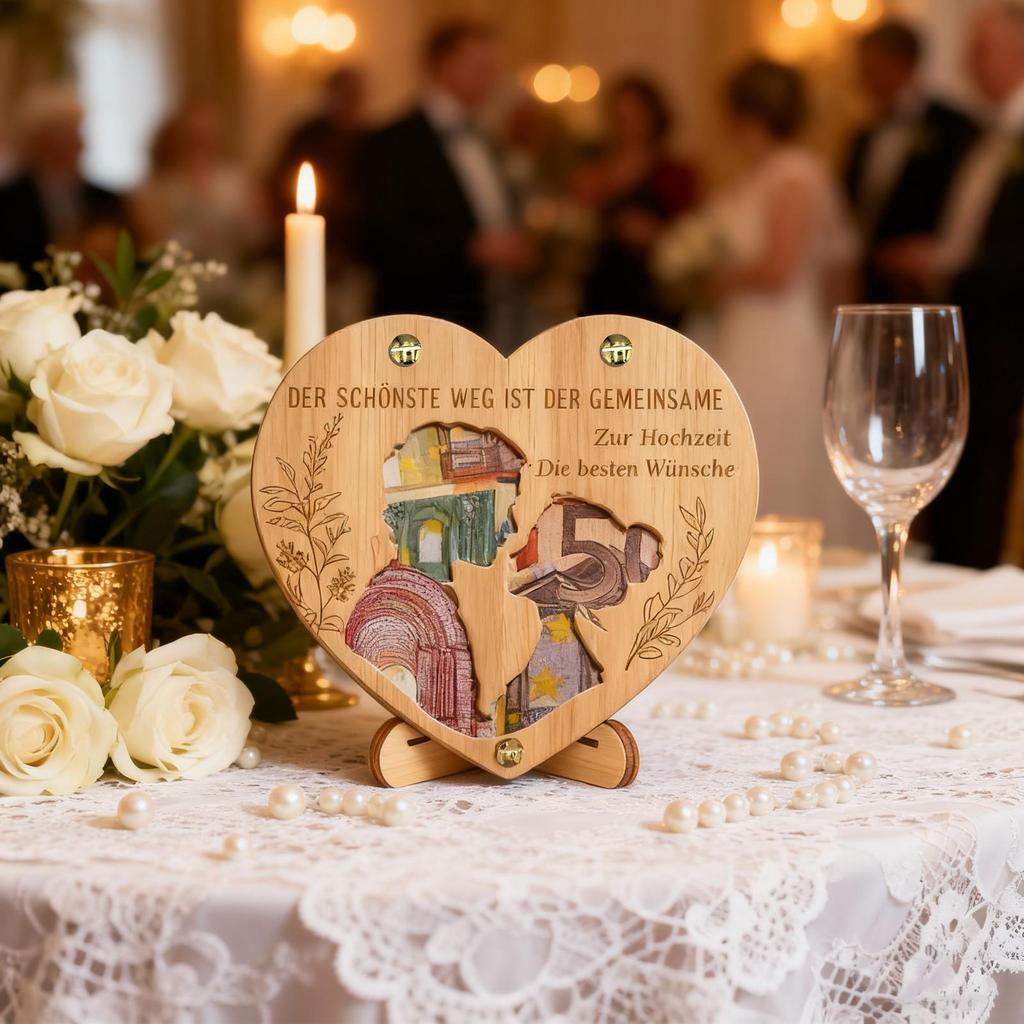 Porte-argent de mariage en bois en forme de cœur Décoration de mariage Enveloppes de mariage Cadeau pour jeunes mariés Nouveaux mariés Mariée