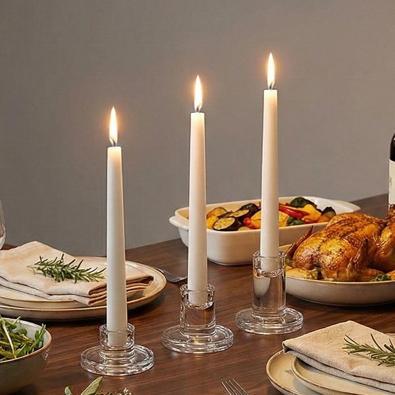 Luxury Glass T-Shaped Candle Holder Wedding Centerpiece Candle Sticks Holders Vase Clear Glass Taper Candlestick Holder