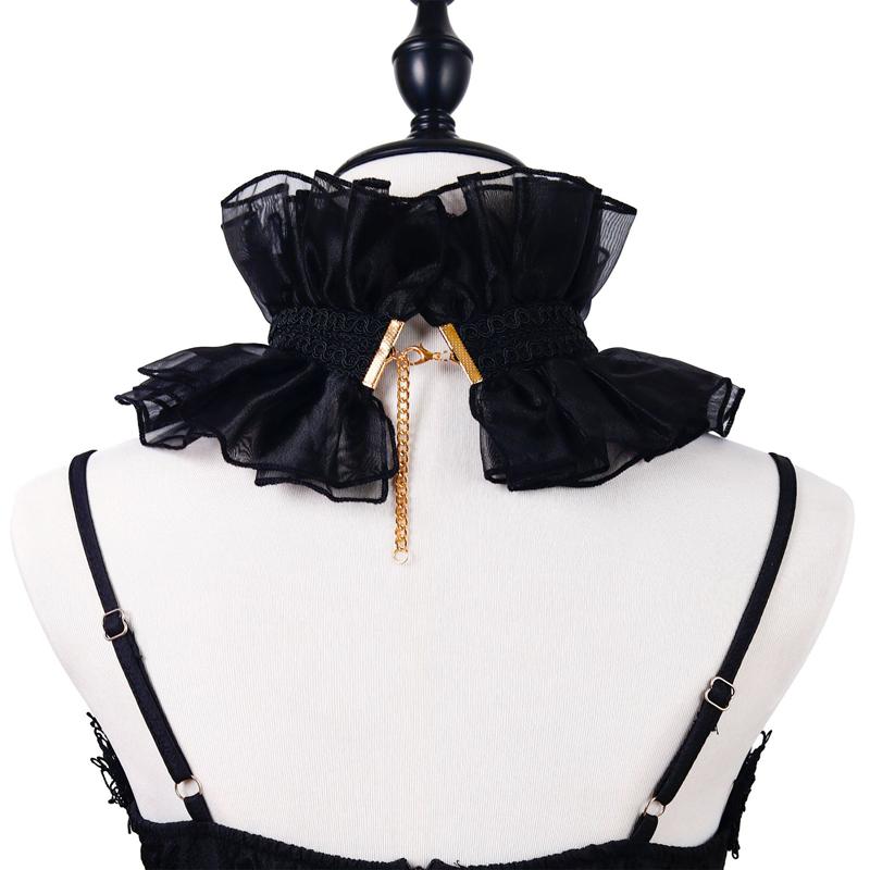 Palace Ruffled Scarf Fake Collar Necktie Adjustable Stand Collar Decorative Cape Wrap Neck Ruff Shawl Clown Choker Collar