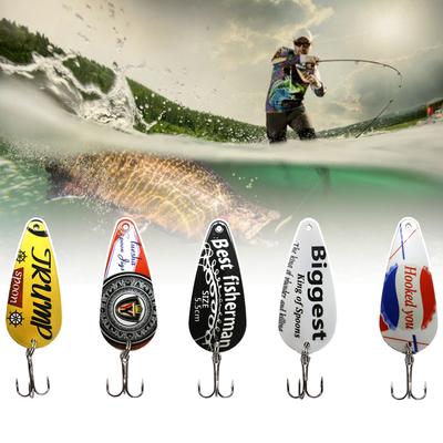 5 pezzi/scatola Sequins Spinner Lure Trump Argento&Oro Con Amo Triplo Cucchiaino Rotante Metalico Esca Dura Da Pesca Con Scatola Attrezzatura Da Pesca