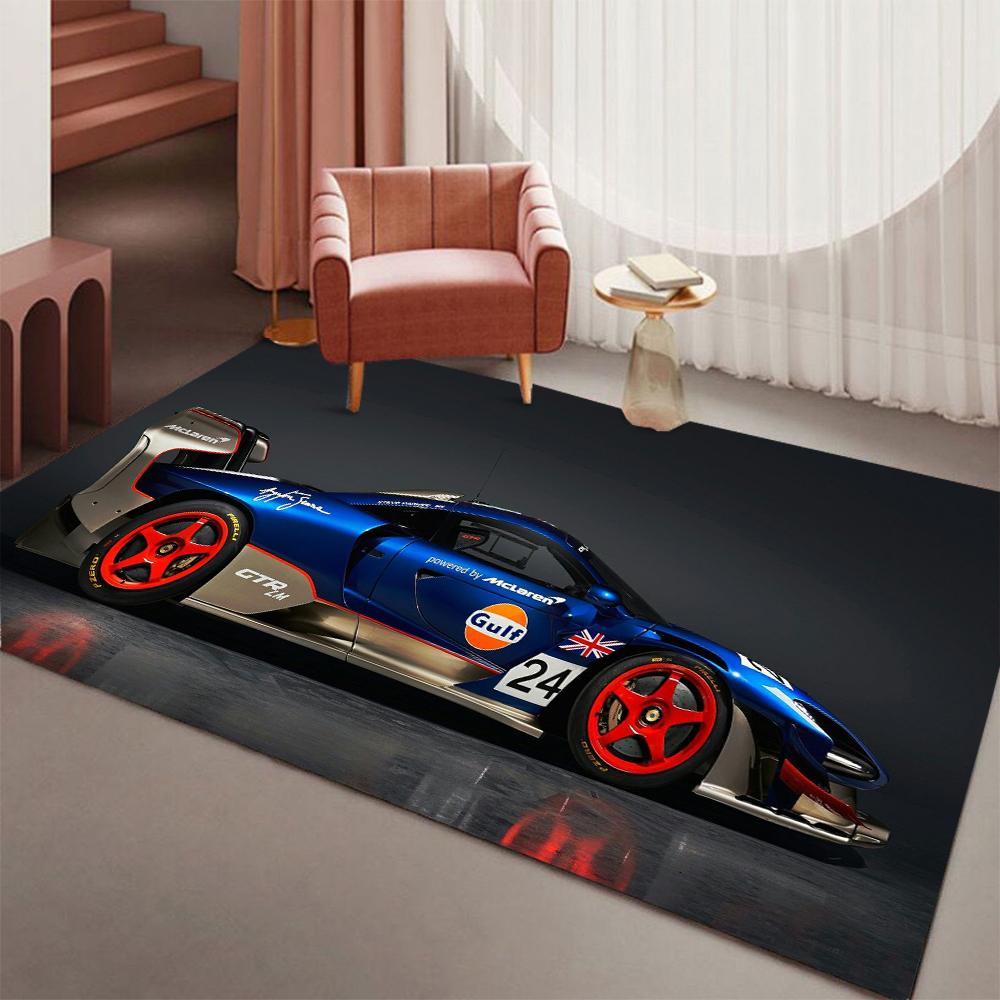 Racing Car Rug Large Size 3D Print Non-Slip Floor Mat Soft Comfortable Carpet for Living Room Kids Boys Bedroom Home Decoration