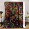 Colorful, flowing leaf-like pattern with intricate overlapping details. for all seasons blanket lunch break throw gift