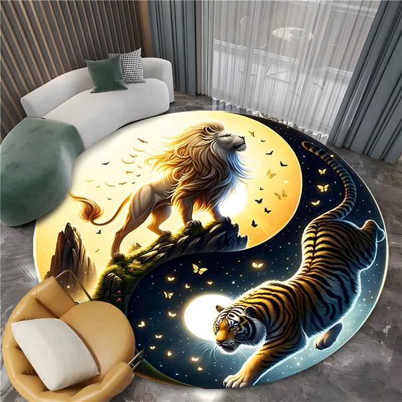 Mysterious Yin-yang Tiger Dragon Rugs Carpet for Living Room Retro Bedroom Large Area Anti-slip Floor Mat Indoor Entry Doormat