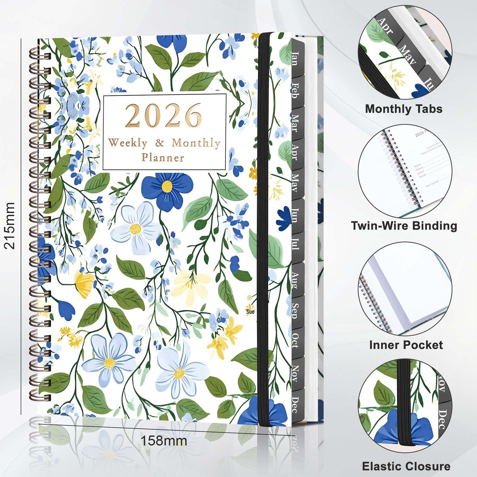 

Блокнот на спирали A5 2026: Еженедельный планировщик целей на 365 дней