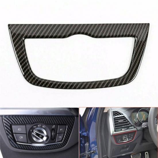 For BMW X3 G01 2018-2022 Carbon Fiber Front Headlight Button Switch Cover Trim