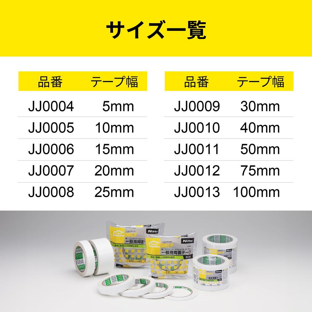 Nitoms PROSELF General Purpose 25mm x JJ0008 Double-Sided Tape, Eco-Friendly, 20m,