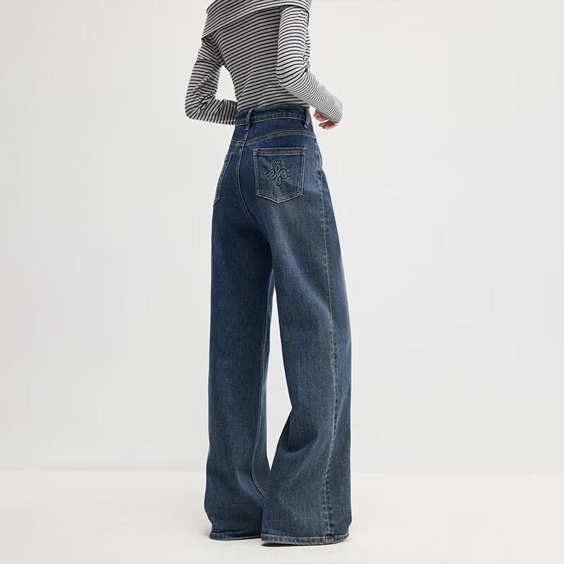 Xiangying High-Waist Wide-Leg Distressed Jeans