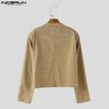 INCERUN Two Pieces Outfits Men Long Sleeve Coats Long Straight Pants Corduroy Sets